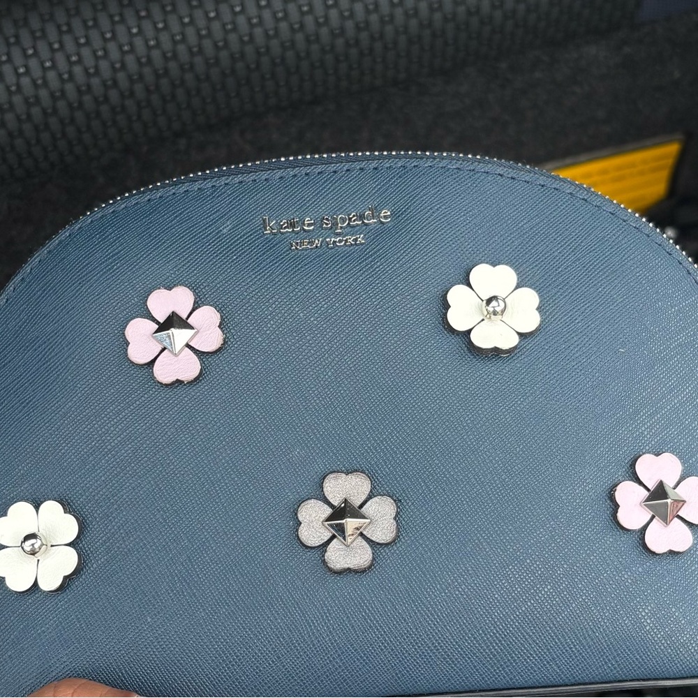 Kate Spade Blue and Pink Floral Cosmetic Bag